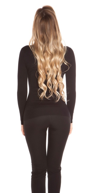 Trendy sweater with neck lacing & rivets Black